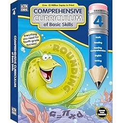 Comprehensive Curriculum of Basic Skills 4th Grade Workbooks All Subjects, Math, Reading Comprehension, Writing, Grammar, Multiplication, Division, Fourth Grade Workbook for Ages 9-10 (544 pgs) 