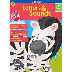 Carson Dellosa — I Know Letters & Sounds Workbook for PK, 1st, 2nd Grade, 64 Pages with Stickers, Ages 4+