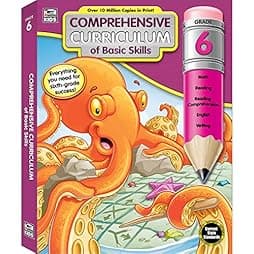 Comprehensive Curriculum of Basic Skills 6th Grade Workbooks All Subjects, Math, Reading Comprehension, Writing, Grammar, Fractions, Geometry, Grade 6 Workbooks Ages 11-12 (544 pgs) 