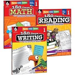 180 Days of Practice for First Grade (Set of 3), 1st Grade Workbooks for Kids Ages 5-7, Includes 180 Days of Reading, 180 Days of Writing, 180 Days of Math