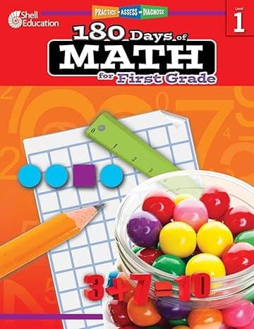 180 Days of Math: Grade 1 - Daily Math Practice Workbook for Classroom and Home, Cool and Fun Math, Elementary School Level Activities Created by Teachers to Master Challenging Concepts 1st Edition cover