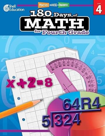 180 Days of Math: Grade 4 - Daily Math Practice Workbook for Classroom and Home, Cool and Fun Math, Elementary School Level Activities Created by Teachers to Master Challenging Concepts 1st Edition cover
