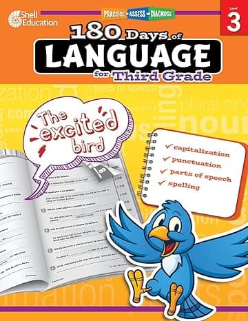 180 Days of Language for Third Grade – Build Grammar Skills and Boost Reading Comprehension Skills with this 3rd Grade Workbook (180 Days of Practice) 1st Edition cover