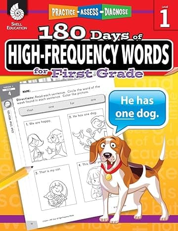 180 Days of High-Frequency Words for First Grade - Learn to Read First Grade Workbook - Improves Sight Words Recognition and Reading Comprehension for Grade 1, Ages 5 to 7 (180 Days of Practice) 1st Edition cover