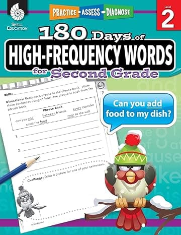180 Days of High-Frequency Words for Second Grade - Learn to Read Second Grade Workbook - Improves Sight Words Recognition and Reading Comprehension for Grade 2, Ages 7 to 9 (180 Days of Practice) 1st Edition cover