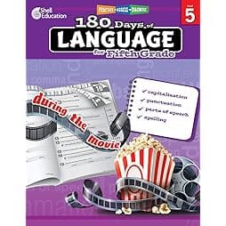 180 Days of Language for Fifth Grade – Build Grammar Skills and Boost Reading Comprehension Skills with this 5th Grade Workbook (180 Days of Practice) 1st Edition