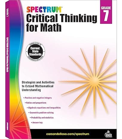 Spectrum Critical Thinking 7th Grade Math Workbooks cover