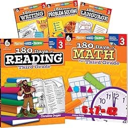 180 Days of Third Grade Practice, 3rd Grade Workbook Set for Kids Ages 7-9, Includes 5 Assorted Third Grade Workbooks to Practice Math, Reading, ... Problem Solving Skills (180 Days of Practice) Textbook Binding – March 21, 2017