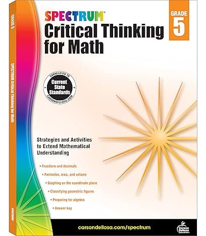 Spectrum Critical Thinking 5th Grade Math Workbooks cover