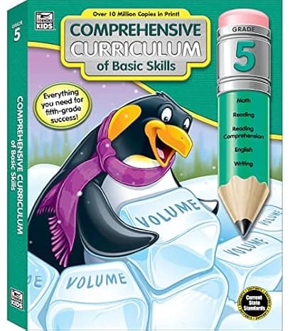 Comprehensive Curriculum of Basic Skills 5th Grade Workbooks All Subjects, Math, Reading Comprehension, Writing, Grammar, Fractions, Geometry, Grade 5 Workbooks for Ages 10-11 (544 pgs) cover