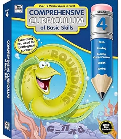 Comprehensive Curriculum of Basic Skills 4th Grade Workbooks All Subjects, Math, Reading Comprehension, Writing, Grammar, Multiplication, Division, Fourth Grade Workbook for Ages 9-10 (544 pgs) cover