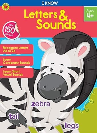 Carson Dellosa — I Know Letters & Sounds Workbook for PK, 1st, 2nd Grade, 64 Pages with Stickers, Ages 4+ cover