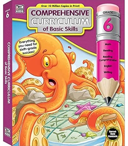 Comprehensive Curriculum of Basic Skills 6th Grade Workbooks All Subjects, Math, Reading Comprehension, Writing, Grammar, Fractions, Geometry, Grade 6 Workbooks Ages 11-12 (544 pgs) cover
