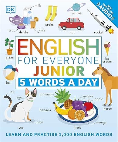 English for Everyone Junior: 5 Words a Day: Learn and Practice 1,000 English Words cover