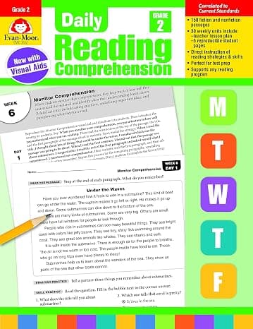 Evan-Moor Daily Reading Comprehension, Grade 2 - Homeschooling & Classroom Resource Workbook, Reproducible Worksheets, Teaching Edition, Fiction and Nonfiction, Lesson Plans, Test Prep Paperback – Teacher's Edition, December 31, 2018 cover