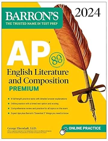 AP English Literature and Composition Premium, 2024: 8 Practice Tests + Comprehensive Review + Online Practice (Barron's AP) cover