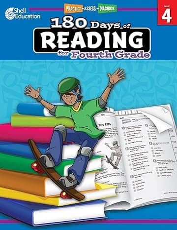 180 Days of Reading: Grade 4 - Daily Reading Workbook for Classroom and Home, Reading Comprehension and Phonics Practice, School Level Activities Created by Teachers to Master Challenging Concepts 1st Edition cover