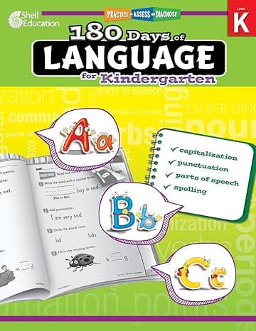 180 Days of Language for Kindergarten – Build Grammar Skills and Boost Reading Comprehension Skills with this Kindergarten Workbook (180 Days of Practice) 1st Edition cover