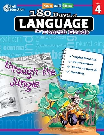 180 Days of Language for Fourth Grade – Build Grammar Skills and Boost Reading Comprehension Skills with this 4th Grade Workbook (180 Days of Practice) 1st Edition cover