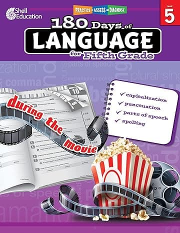 180 Days of Language for Fifth Grade – Build Grammar Skills and Boost Reading Comprehension Skills with this 5th Grade Workbook (180 Days of Practice) 1st Edition cover