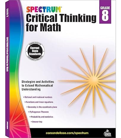 Spectrum Critical Thinking 8th Grade Math Workbooks cover