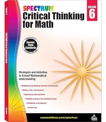 Spectrum 6th Grade Critical Thinking Math Workbooks cover